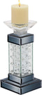 Modern Chic Beveled Floating Crystals Glass and Metal Pillar Candle Holder 11"H