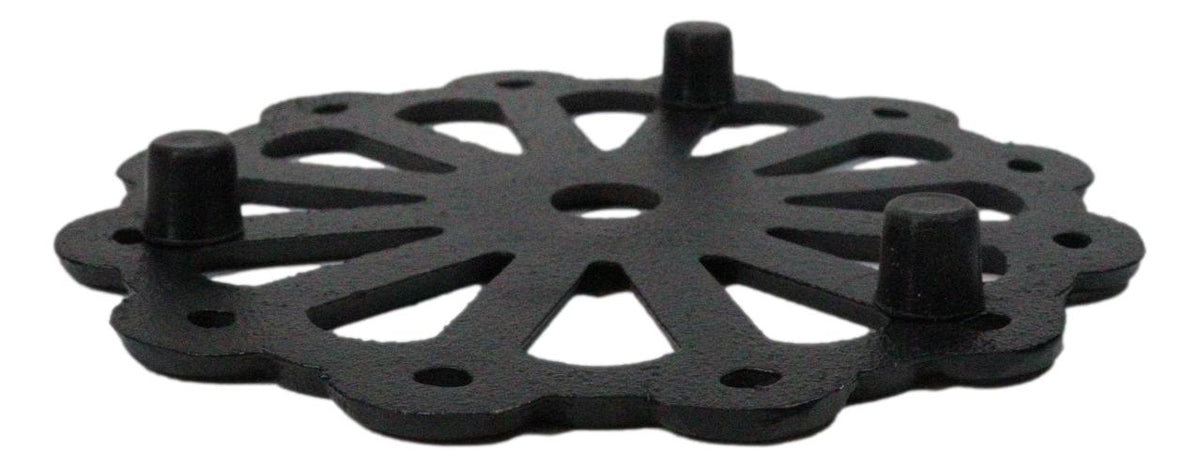 Floral Wheel 12 Spokes Traditional Cast Iron Metal Tetsubin Teapot Trivet Stand