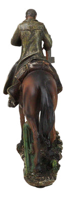 Western Cowboy in Solemn Prayer On Horse By Faded Cross And Cactus Figurine