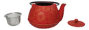 Red Gold Kiku Chrysanthemum Floral Design Large Cast Iron Tetsubin Teapot 40oz