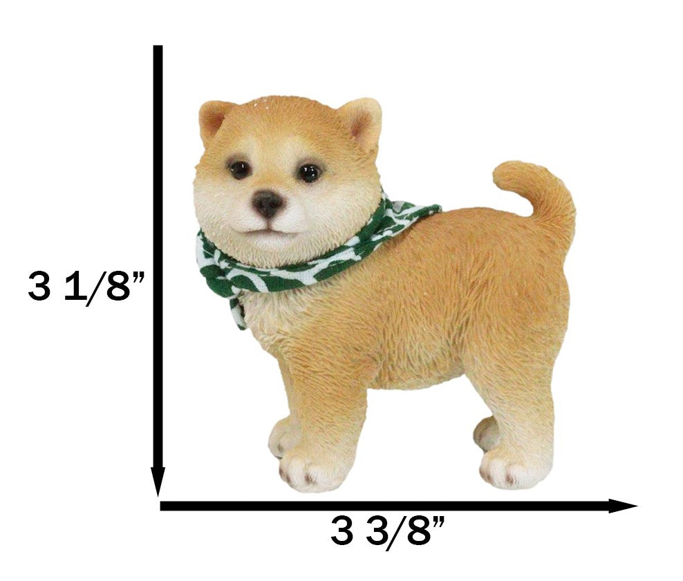 Miniature Lifelike Adorable Japanese Shiba Inu Puppy Dog with Scarf Figurine