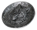 Wolf Incense Burner with Triple Moon & Celtic Knotwork, 5-Inch Round Ash Catcher