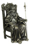 Norse Viking Odin The Alfather Sitting On A Throne with Raven Spear Statue
