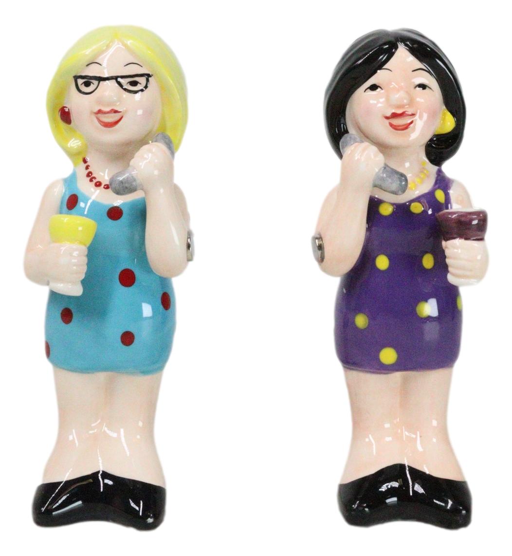 Ceramic Gossiping Phoney Friends Wine And Whine Party Salt Pepper Shakers Set