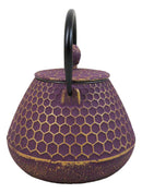 Traditional Oriental Tetsubin Purple Honeycomb Design Cast Iron Teapot 32oz
