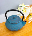 Sky Blue Hobnail Rustic Textured Petite Cast Iron Teapot 10oz Tea Pot