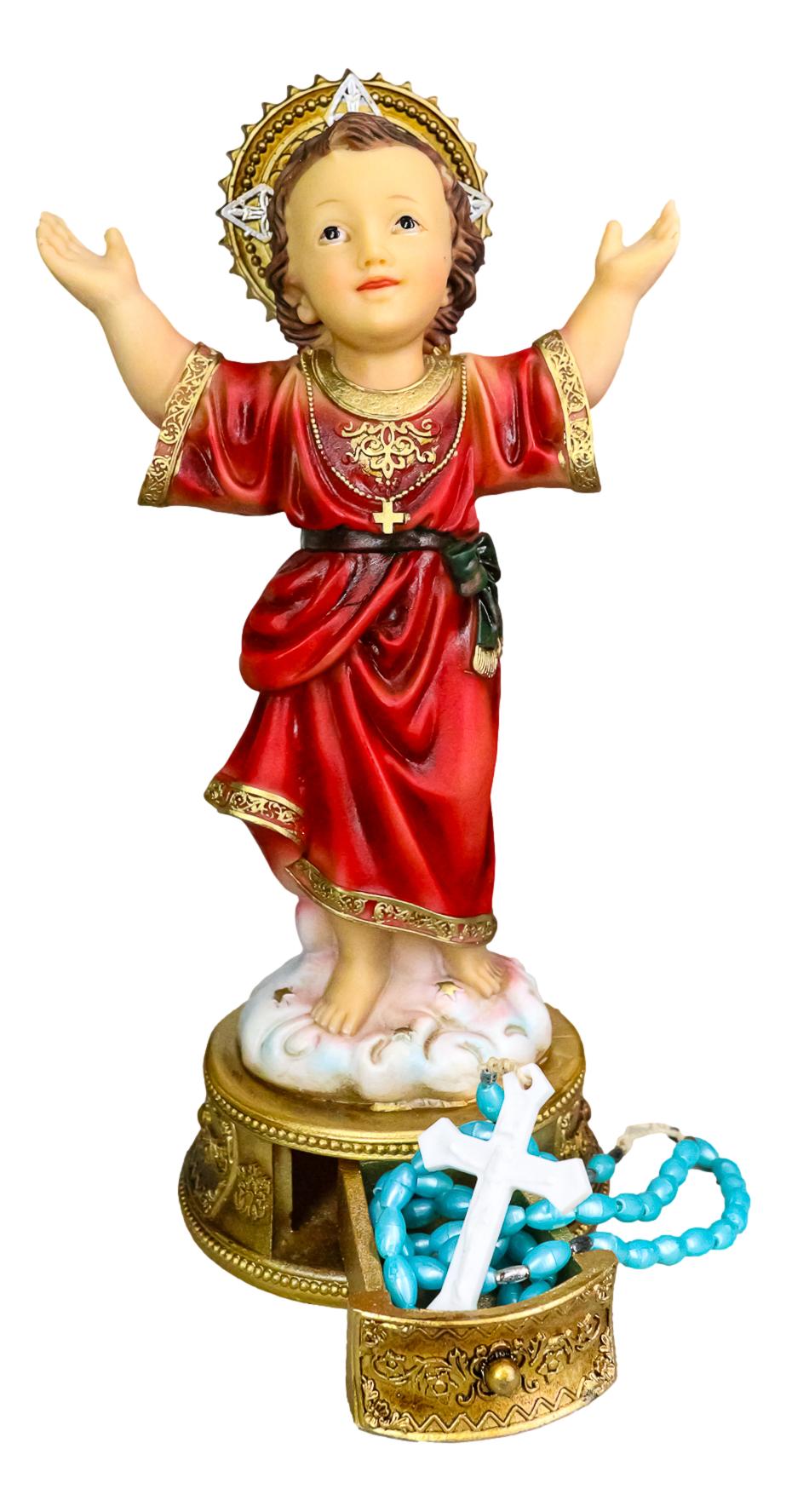 Catholic Santo Nino Divine Child Jesus Christ with Rosary Drawer Box Figurine - Ebros Gift