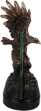 American Bald Eagle Landing On Rocky Pillar Picture Frame Bronzed Resin Figurine