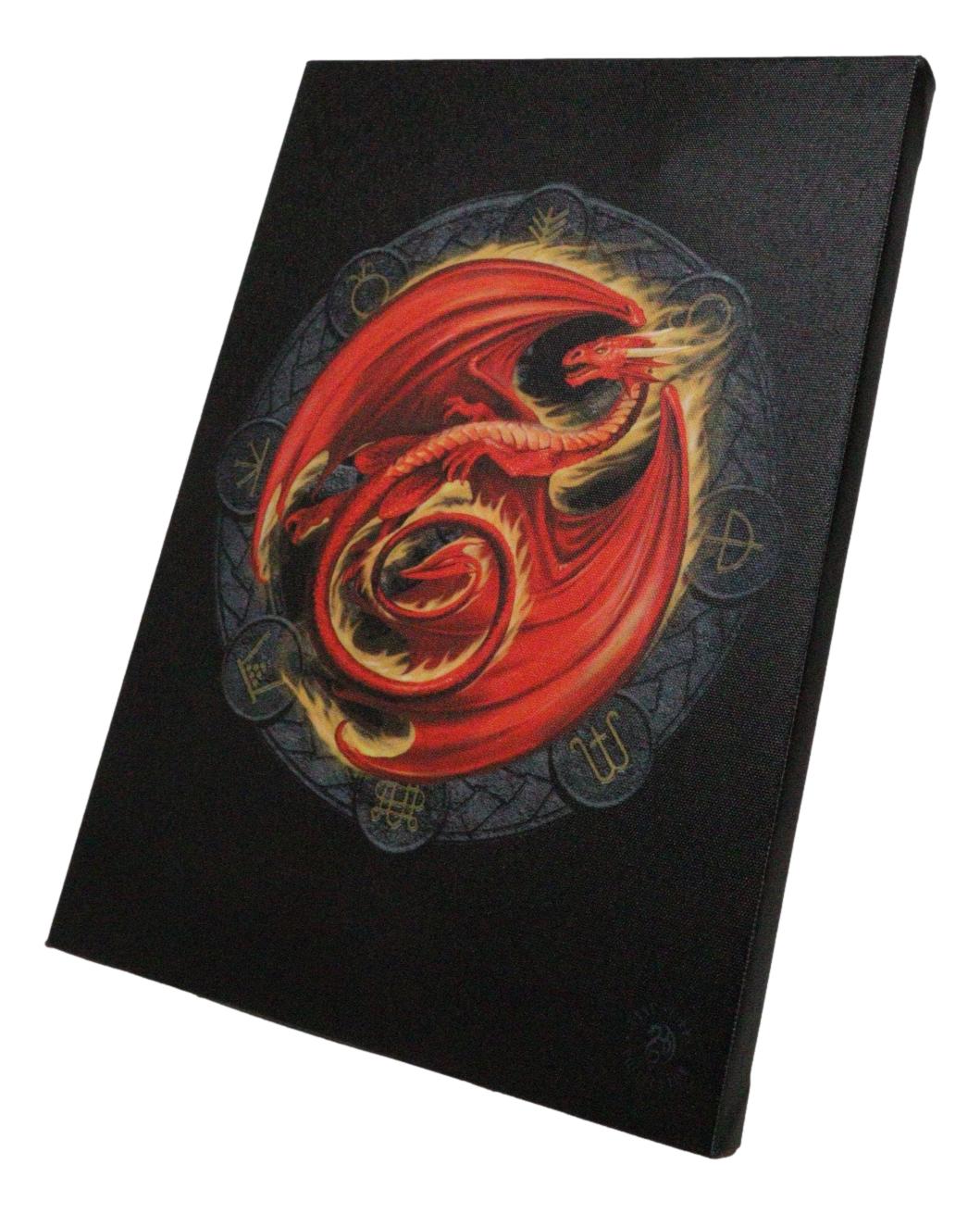 Anne Stokes Beltane Drake Sabbats Wheel of The Year Dragon Canvas Wall Decor - Ebros Gift