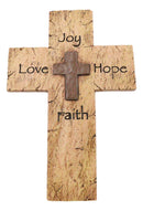Rustic Inspirational Tuscany Vintage Love Joy Hope Faith Layered Wall Cross