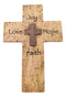 Rustic Inspirational Tuscany Vintage Love Joy Hope Faith Layered Wall Cross