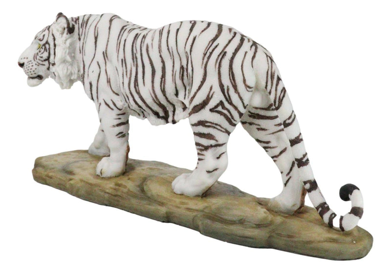 Prowling Fierce Leucistic Winter White Bengal Tiger Figurine 11.25" L