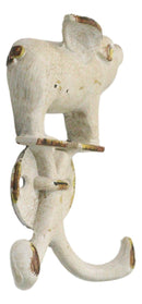 Pack Of 2 Rustic Cast Iron Antiqued White Flying Angel Pig 2-Pegs Wall Hooks