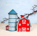 Ceramic Agricultural Country Farm Red Barn And Silo Salt And Pepper Shakers Set