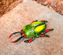 Green Stag Beetle Bug Enameled Pewter Austrian Crystals Trinket Jewelry Box