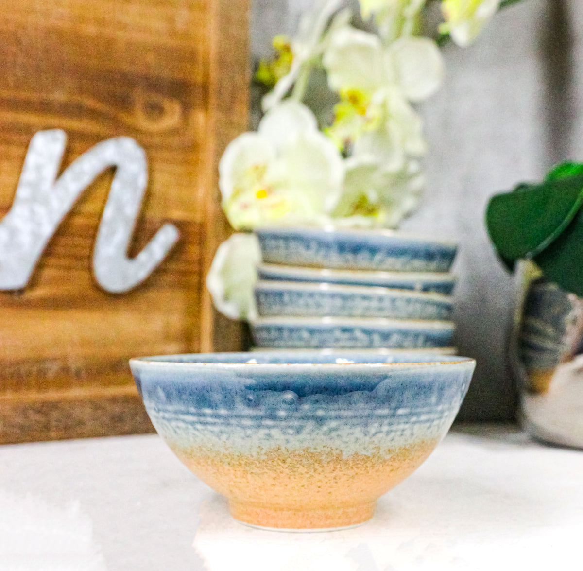 Pack Of 6 Blue River Ao Nagashi Collection Small Rice Soup Appetizer Bowls 10oz