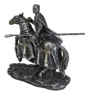 Suit of Armor Crusader Knight With Long Spear Riding On Cavalry Horse Figurine