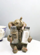 Safari Jungle Wildlife Whimsical Elephant Figurine Salt & Pepper Shakers Holder