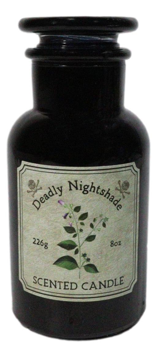 Ebros Deadly Nightshade Scented Candle Black Glass Apothecary Jar 8 Oz