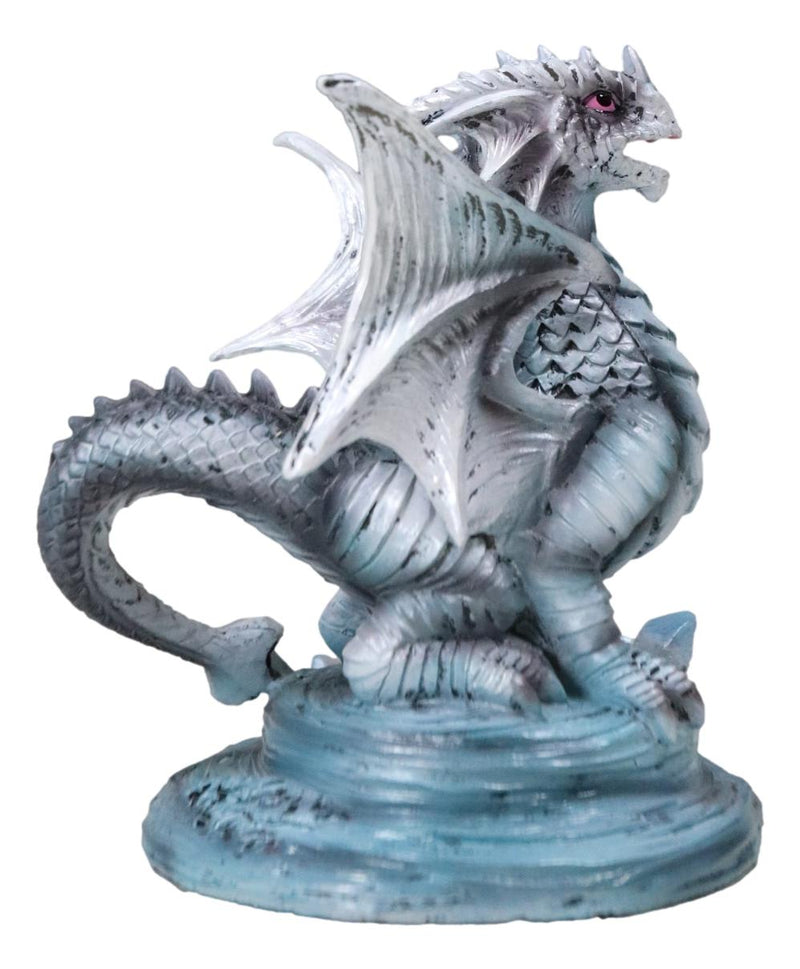 Ebros Baby Blue Sea Rock Dragon Wyrmling Collectible Statue 4.25" Long Figurine