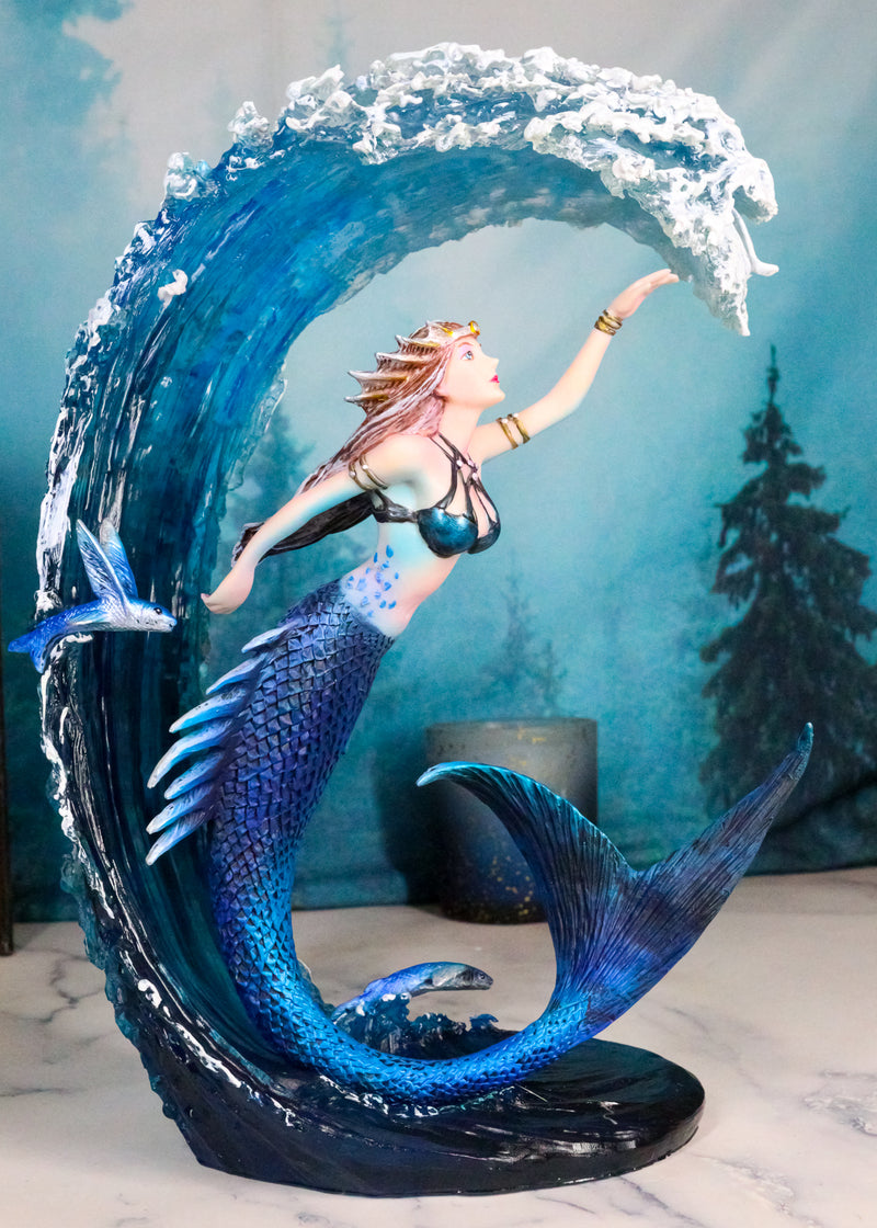 Fantasy Water Elemental Sea Mermaid Sorceress Riding Ocean Waves Figurine