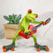 Wild Rock Band Electric Guitarist Green Toad Frog Rocking It Out Figurine