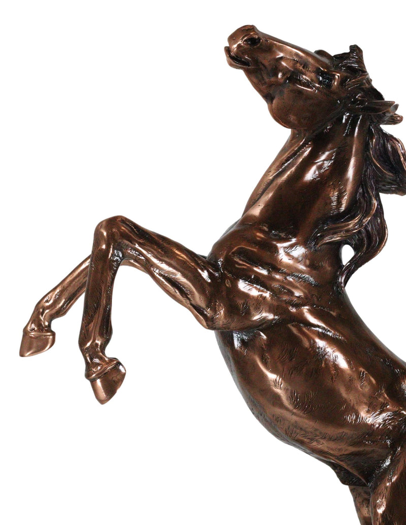 Large 20"H Western Black Beauty Prancing Horse Bronzed Resin Figurine With Base