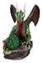 Fantasy Green And Red Volcano Dragon Guarding LED Scaled Egg Decorative Figurine