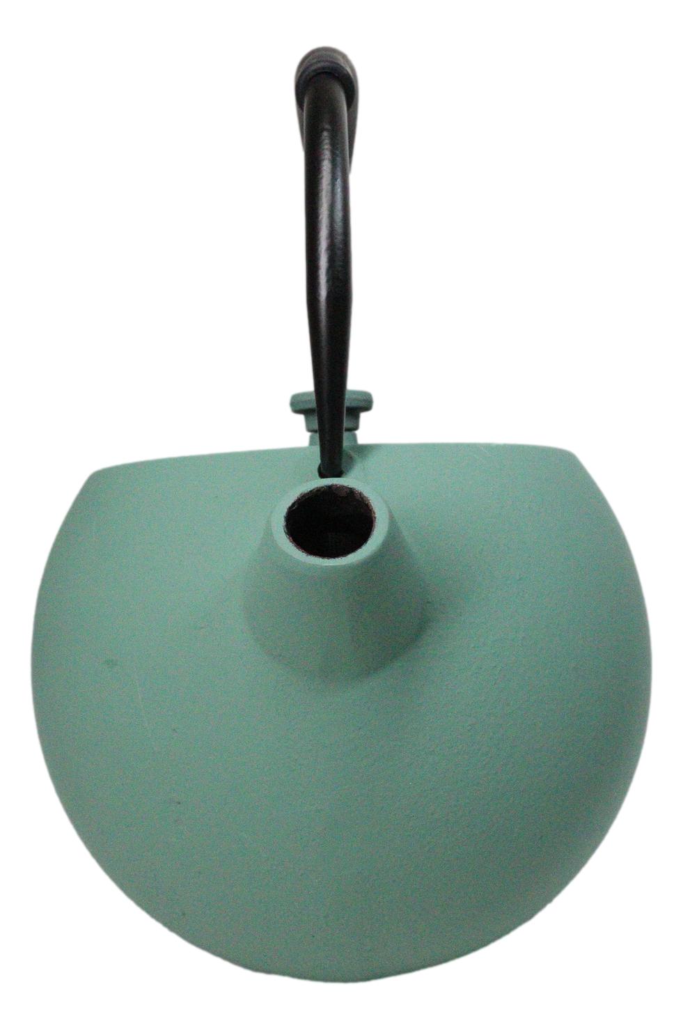 Pastel Green Minimalistic Tilted Round Cast Iron Teapot 28oz Tea Pot With Handle