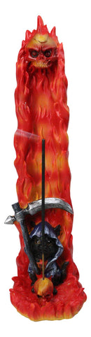 Gothic Grim Reaper Incense Stick Holder Burner Flaming Skull Pillar Ash Catcher