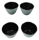 Pack Of 4 Seafoam Green Floral Petals Cast Iron Tetsubin Textured Tea Cups 3oz