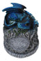 Blue Wyrmling Dragon Sleeping On Tree Of Life Stump Cone Incense Burner Figurine