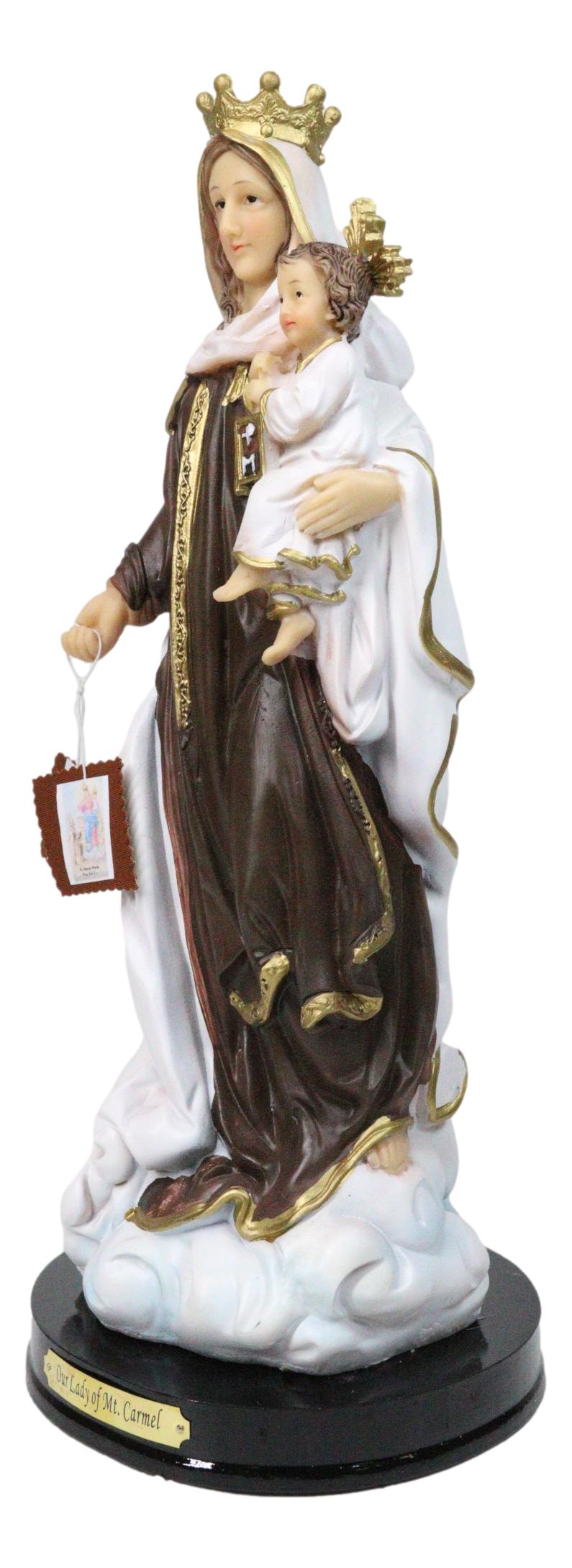 Catholic Our Lady of Mount Carmel Mary And Jesus Figurine With Name Base 12"H