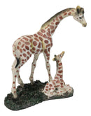 Safari Savannah Masai Giraffe Mother Standing by Sitting Calf Figurine 6.75"H