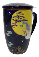 Blue Moon Japanese Crane 15oz Porcelain Tea Mug With Lid Stainless Steel Infuser