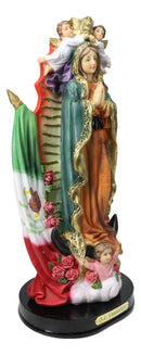 Our Lady of Guadalupe Figurine With Mexican Flag Figurine With Base 12" Series