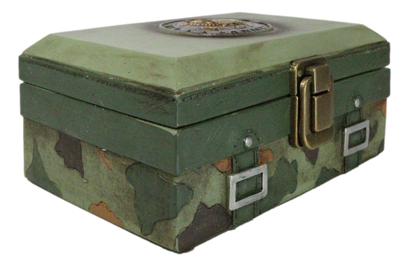 Green Military US Army Emblem Officer Briefcase Camo Decorative Trinket Box
