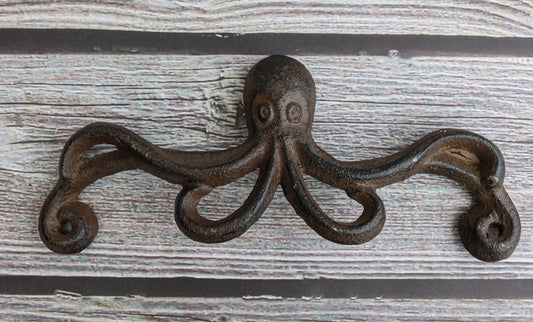 Set Of 4 Cast Iron Rustic Marine Sea Octopus Drawer Cabinet Door Knobs Hardware - Ebros Gift