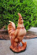 Rustic Farmhouse Rooster Figurine Faux Wood Carved Look Decorative Chicken