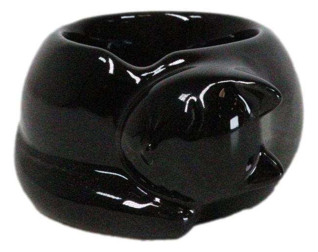 Pack Of 2 Wicca Ceramic Sleeping Black Feline Cat Tea Light Votive Candleholder