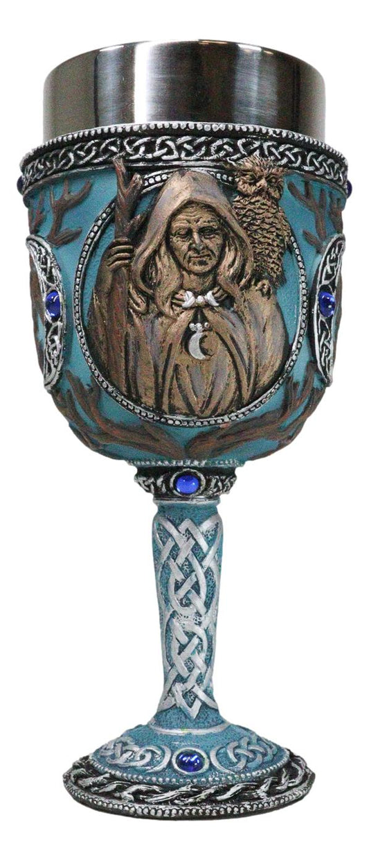 Celtic Knot Triple Moon Goddess Maiden Mother Crone Pagan Wiccan Wine Goblet