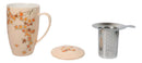 Momiji Maple Leaves 15oz Porcelain Tea Mug With Lid Stainless Steel Infuser