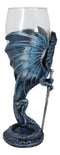 Fantasy Netherworld Blue Dragon Sea Blade Sword Glass Wine Goblet Chalice
