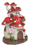 LED Light Up Enchanted Fairy Garden Toadstool Mushrooms Cottage House Figurine