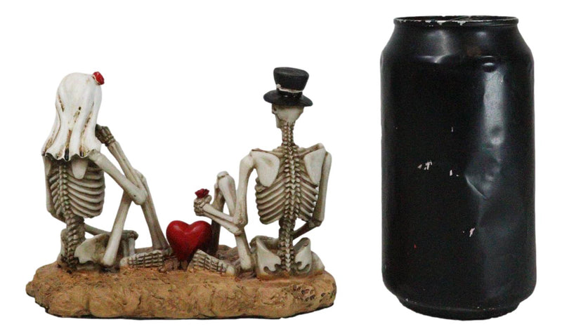 Love Never Dies Skeleton Bridal Wedding Couple With Rose by Red Heart Figurine