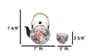Red Black Koi Fish Porcelain 30oz Teapot With Bamboo Handle And 4 Tea Cups Set