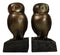 Faux Bronze Wise Forest Barn Owls On Pedestals Bookends Pair Set Figurines