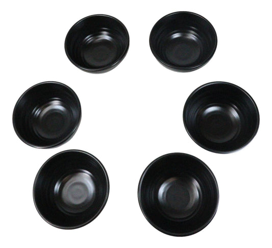 Pack Of 6 Modern Ridged Matte Black Melamine Deep Ramen Soup Pasta Bowls 46oz