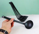 Pack Of 6 Ridged Matte Black Melamine Stirring Mixing Serving Ladle Spoons