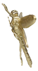 Small Gold Leaf Resin Modern Dragonfly Wall Sculpture Or Tabletop Decoration 7"